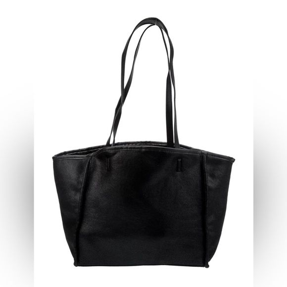 Neiman Marcus Handbags - Neiman Marcus black suede fleece tote shoulder bag
